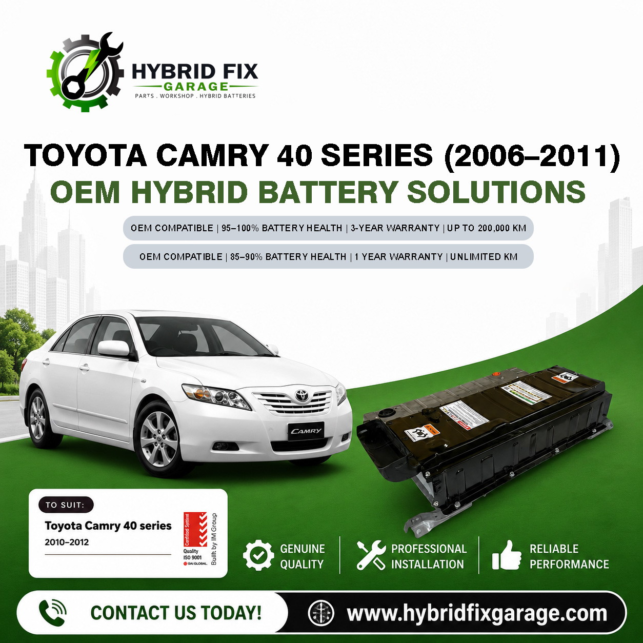 Toyota Camry Hybrid 40 Series (2006–2011) OEM Hybrid Battery Solutions