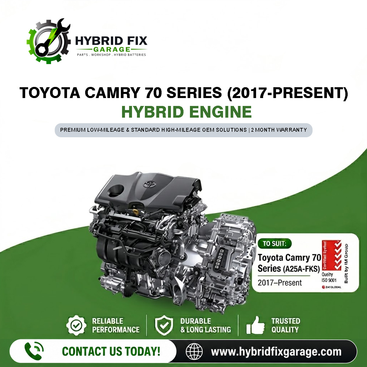Toyota Camry 70 Series (2018–Present) – Hybrid Engine Repair & Replacement