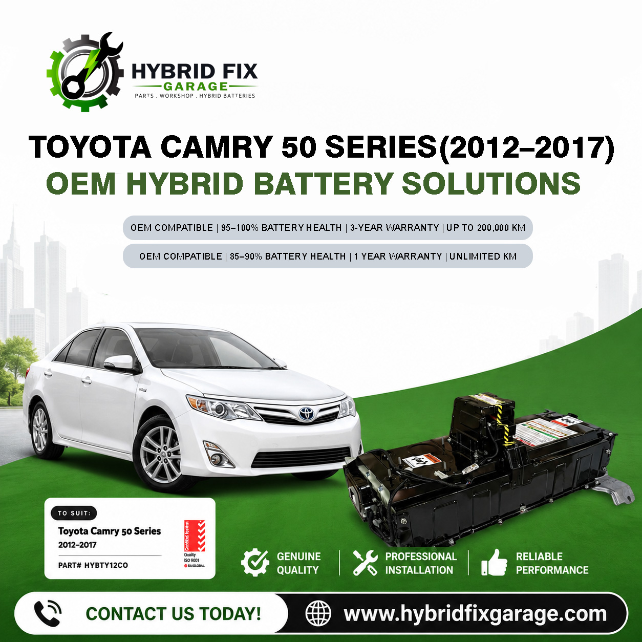 Toyota Camry 50 Series Hybrid (2012–2017) OEM Hybrid Battery Solutions