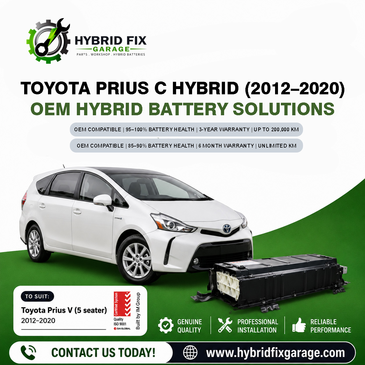 Toyota Prius V ZVW40 (2012–Onwards) OEM Hybrid Battery Solutions
